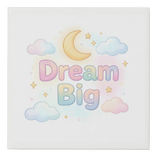 Whimsical soft pastel quote on white faux canvas print