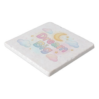 Whimsical soft pastel quote on white trivet