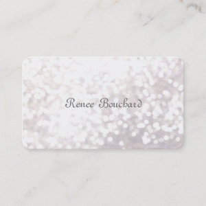Whimsical Soft White Glitter Bokeh Chic Elegant Business Card