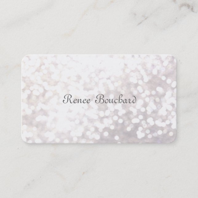Whimsical Soft White Glitter Bokeh Chic Elegant Business Card (Front)