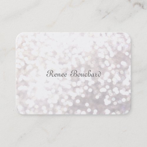 Whimsical Soft White Glitter Bokeh Chic Elegant Business Card