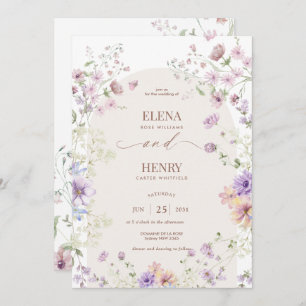 Whimsical Soft Wildflowers Cottage Garden Wedding Invitation