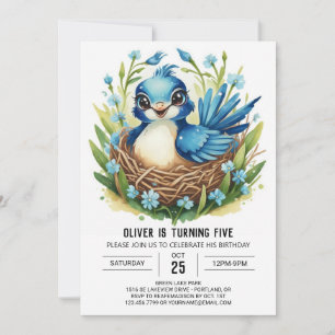 Whimsical Songbird Cute Bird Birthday Invitation