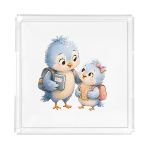 Whimsical Songbird Family Acrylic Tray