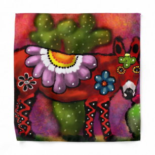 Whimsical Southwest Floral Talavera-Style Donkey Bandana