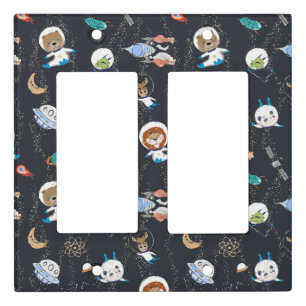 Whimsical Space Animals Double Light Switch Cover