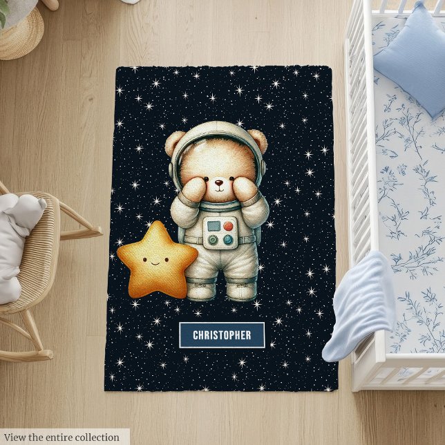 Whimsical Space Bear Astronaut Rug for Nursery (Whimsical Space Bear Astronaut Rug for Nursery)