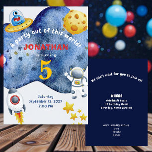 Whimsical Space Personalized Birthday Invitation