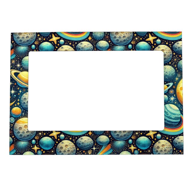 Whimsical space scene magnetic frame (Front)
