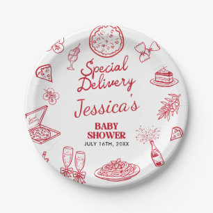 Whimsical Special Delivery Baby Shower Paper Plates
