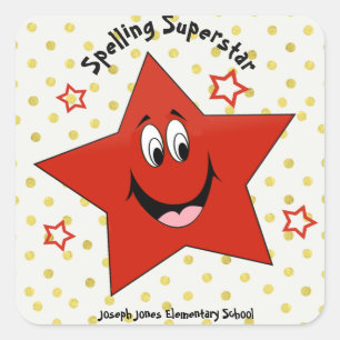 Whimsical Spelling Superstar School Square Sticker