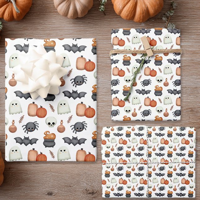 Whimsical Spiders Halloween Wrapping Paper Sheets (Whimsical Halloween Wrapping Paper)