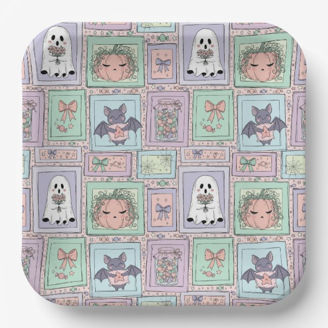 Whimsical Spirits in Pastel Dreams Paper Plates (Front)