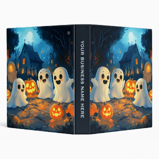 Whimsical Spooky Night Cute Halloween Ghosts Pumpk 3 Ring Binder