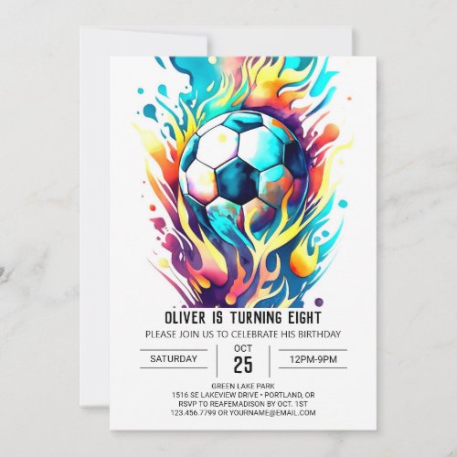 Whimsical Sports Printable Soccer Birthday Invitation