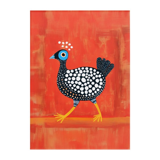 Whimsical Spotted Guinea Fowl Acrylic Print (Front)