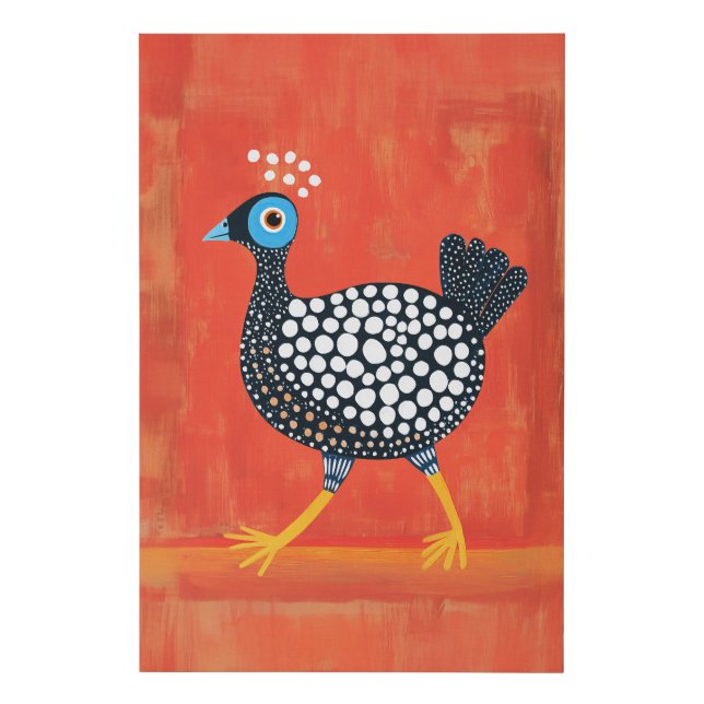 Whimsical Spotted Guinea Fowl Faux Canvas Print (Front)