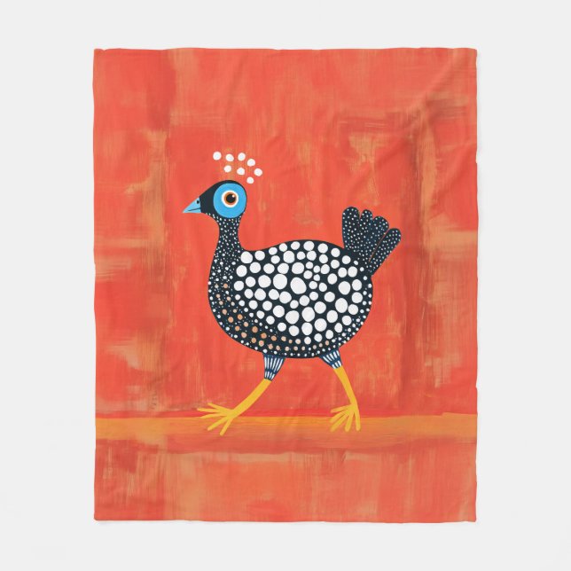 Whimsical Spotted Guinea Fowl Fleece Blanket (Front)