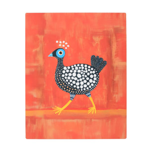 Whimsical Spotted Guinea Fowl Metal Print
