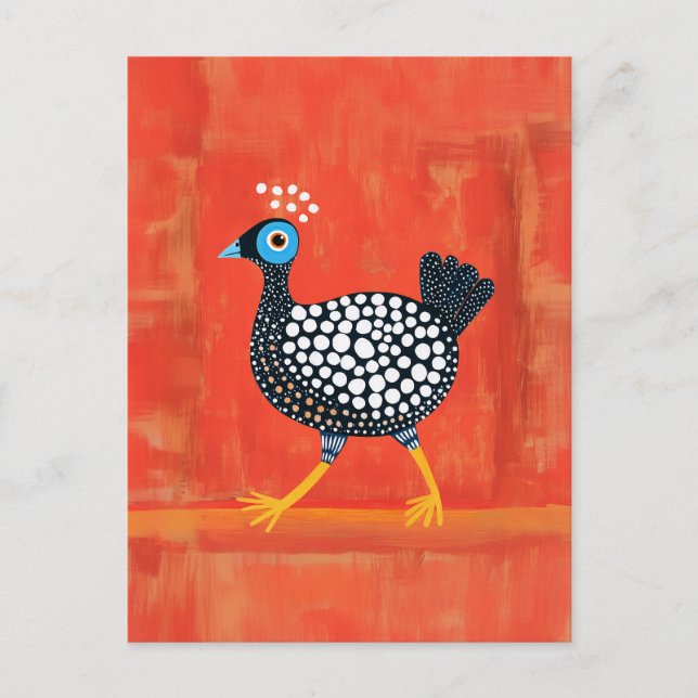 Whimsical Spotted Guinea Fowl Postcard (Front)