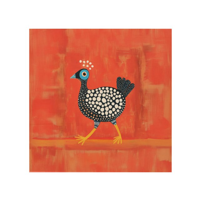 Whimsical Spotted Guinea Fowl Wood Wall Art (Front)