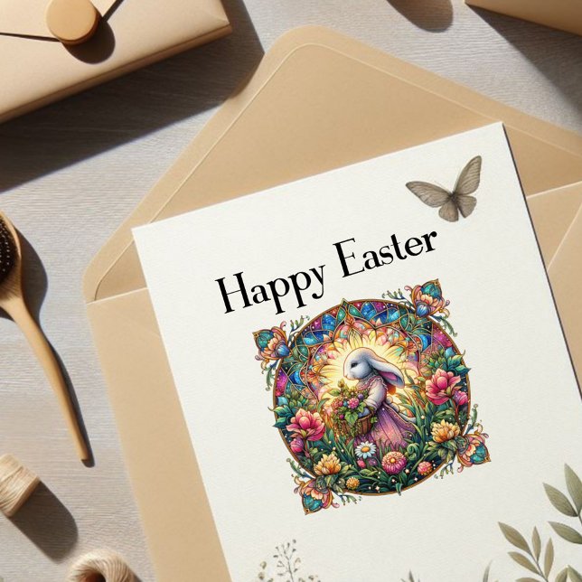 Whimsical Spring Art Nouveau Easter Bunny Sticker (Creator Uploaded)