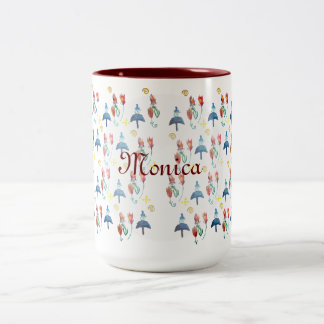 Whimsical Spring Art Two-Tone Coffee Mug