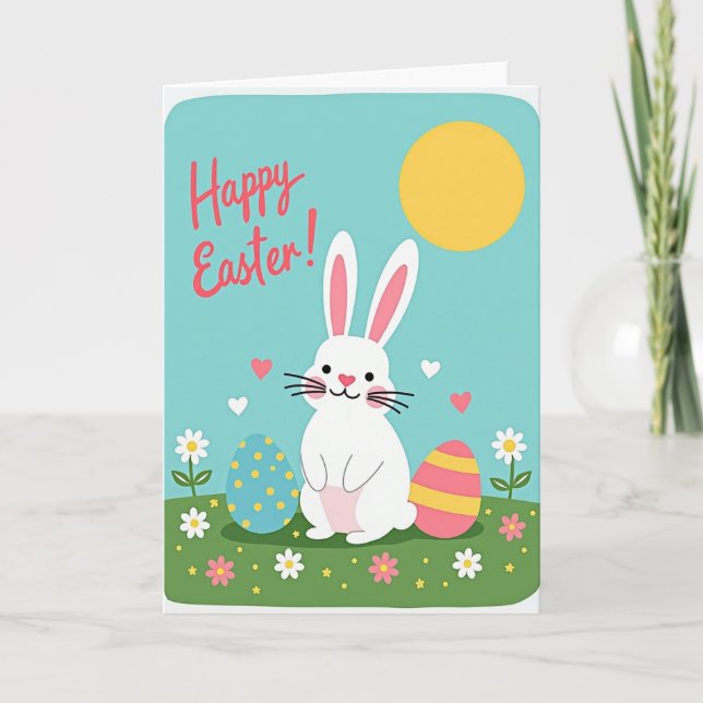 Whimsical Spring Bunny Card (Front)