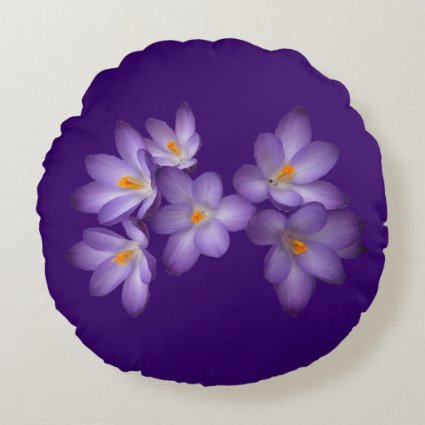 Whimsical Spring Crocus Round Pillow
