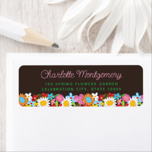 Whimsical Spring Flowers Garden Birthday Address Label