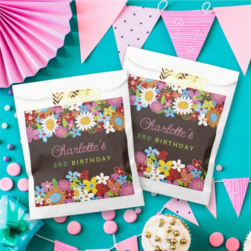 Whimsical Spring Flowers Garden Birthday Party Favor Bag