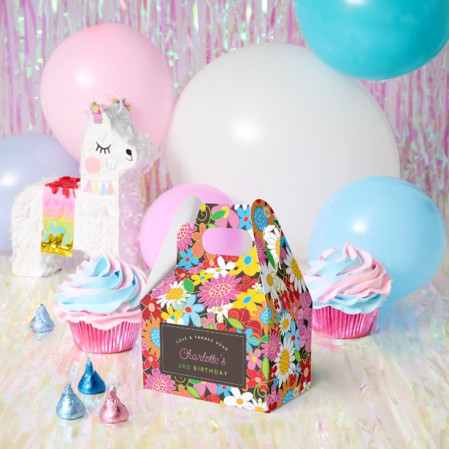Whimsical Spring Flowers Garden Birthday Party Favor Boxes (Party)