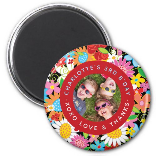 Whimsical Spring Flowers Garden Birthday Party Magnet