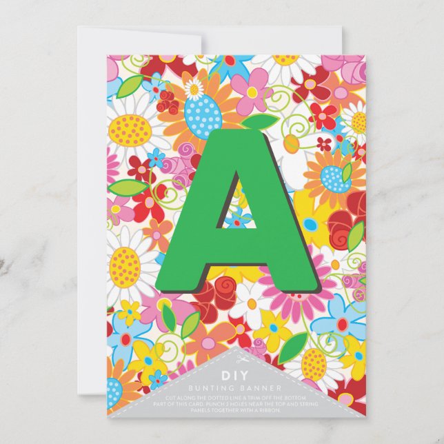 Whimsical Spring Flowers Garden DIY Bunting Banner (Front)