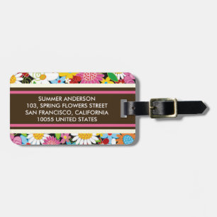 Whimsical Spring Flowers Garden Floral Luggage Tag