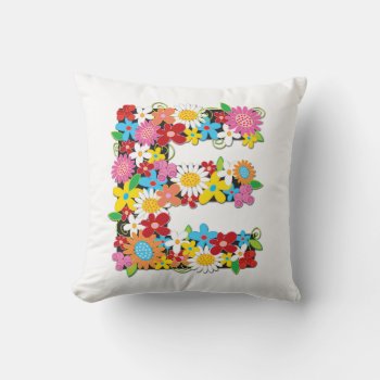 Whimsical Spring Flowers Garden Monogram Pillow by fatfatin_design at Zazzle