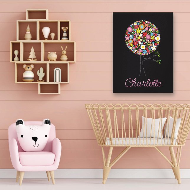 Whimsical Spring Flowers Pop Tree Cute Nursery Art Canvas Print (Whimsical Colorful Spring Flowers Pop Tree Cute Nursery Art Canvas Print @ fat_fa_tin)