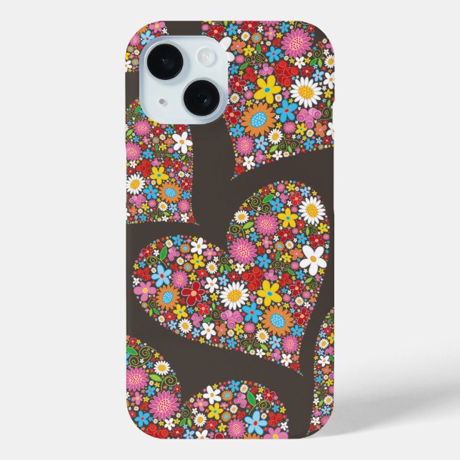Whimsical Spring Flowers Valentine Cute Heart Love Case-Mate iPhone Case (Back)