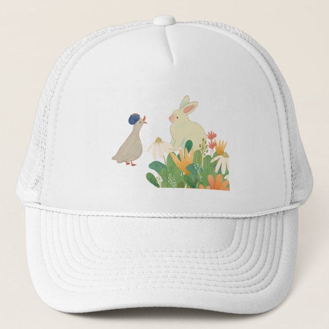 Whimsical Spring Forest Friends Trucker Hat - Cute (Front)