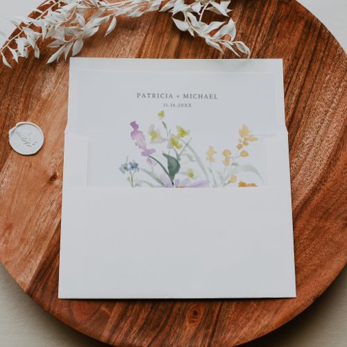 Whimsical Spring Garden Wildflower Wedding  Envelope Liner