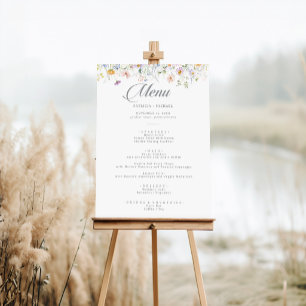 Whimsical Spring Garden Wildflower Wedding Menu Foam Board