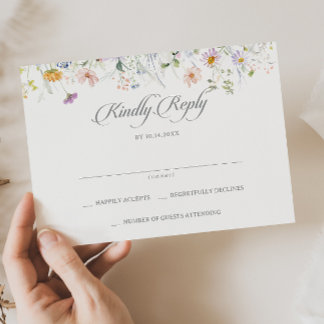 Whimsical Spring Garden Wildflower Wedding RSVP Card