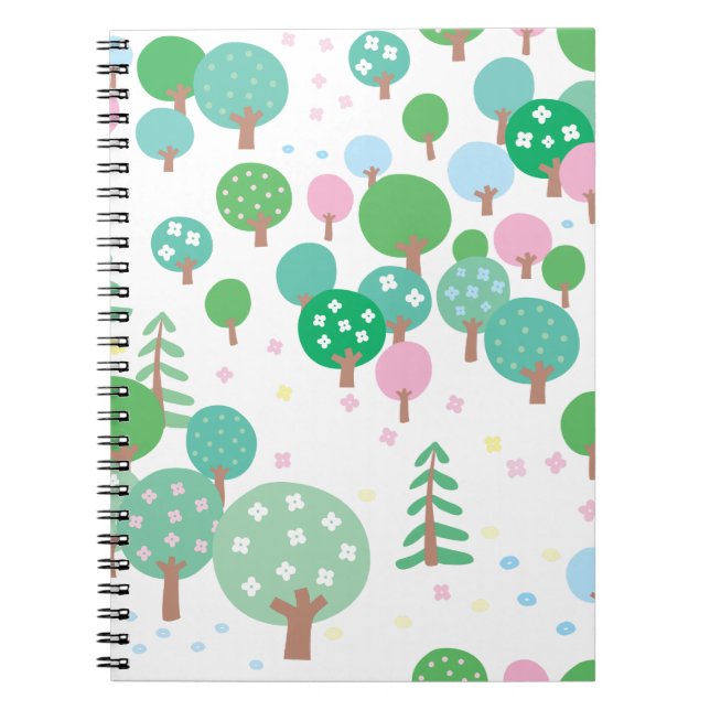 Whimsical Spring Trees Notebook (Front)