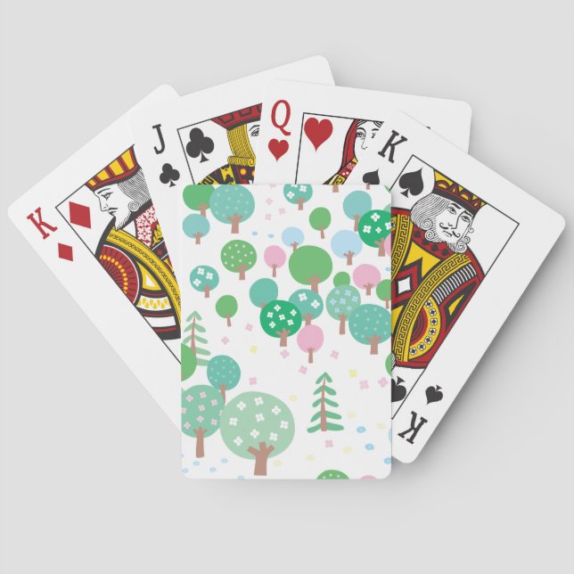 Whimsical Spring Trees Poker Cards (Back)