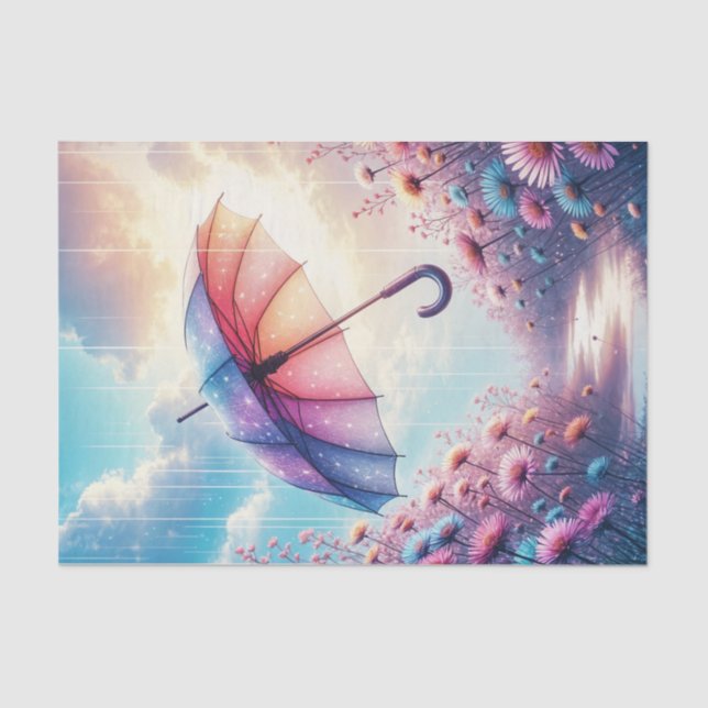 Whimsical Spring Umbrella Decoupage Paper  (Front)