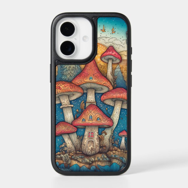 Whimsical Sprouting Wild Forest Mushrooms Otterbox iPhone Case (Back)
