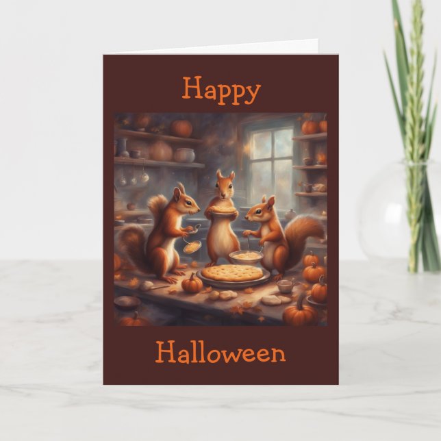Whimsical Squirrel Halloween treat baking Card (Front)