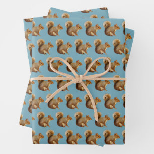 Whimsical Squirrel Pattern Premium  Wrapping Paper Sheets