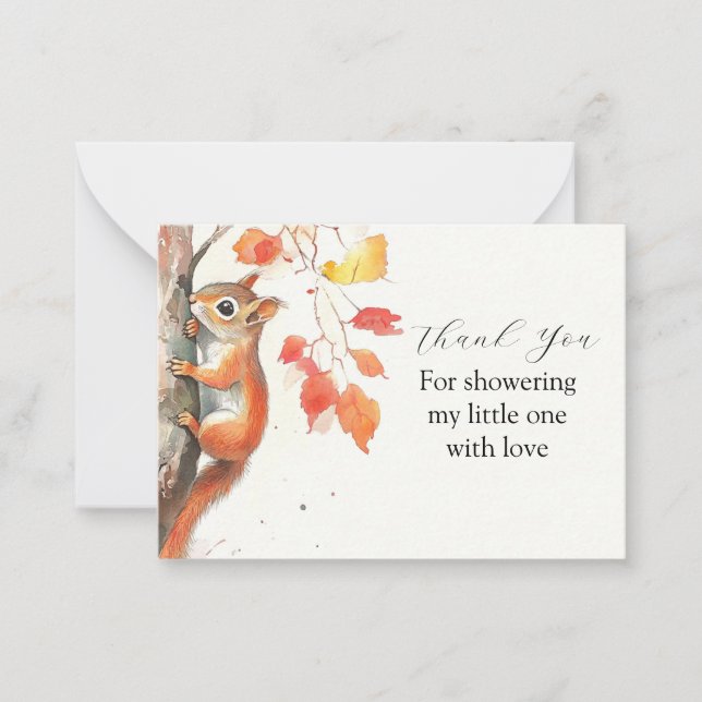 Whimsical Squirrel Thank You Note Card (Front)