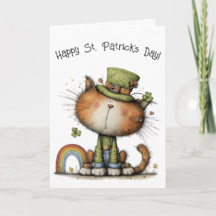 Whimsical St. Patrick’s Day Cat Cheer Card